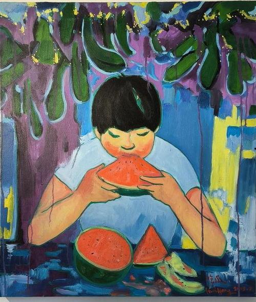 大师作画吃瓜,一场视觉与味觉的盛宴